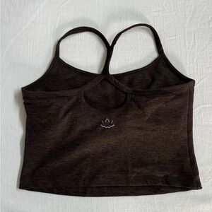 Beyond Yoga spacedye slim razorback crop tank with shelf bra inside.